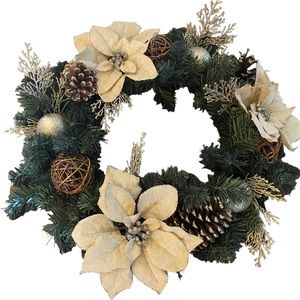 Gold and silver holiday wreath